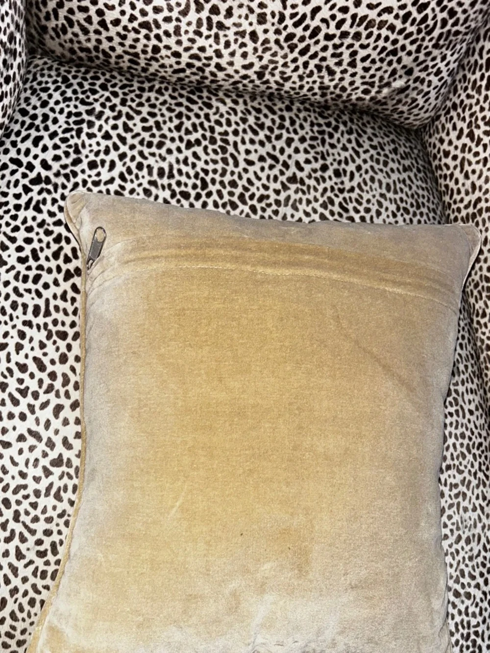 Pineapple needlepoint accent pillow tan velvet back